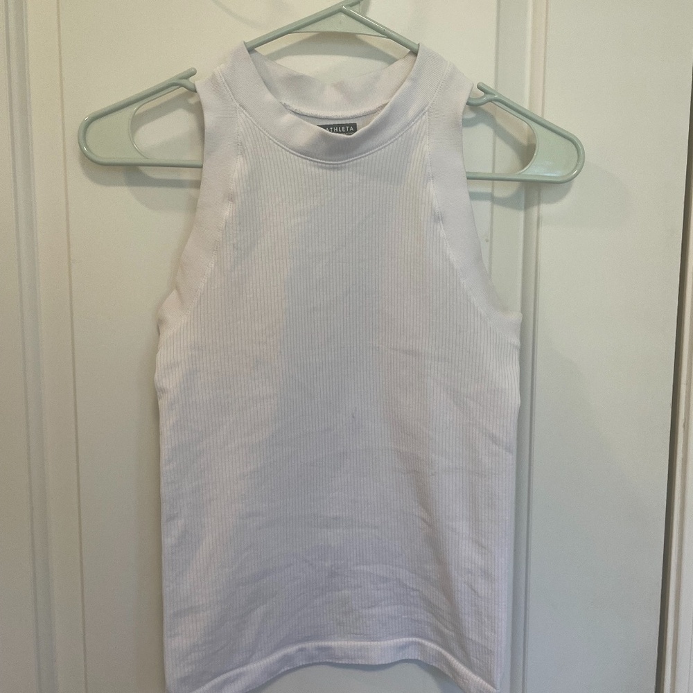 Athleta White Razorback Workout Stretch Tank